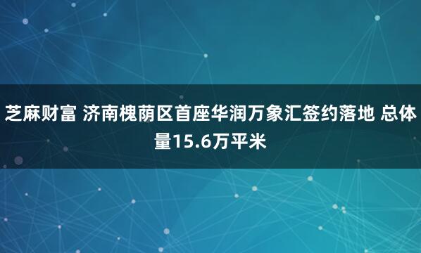 芝麻财富 济南槐荫区首座华润万象汇签约落地 总体量15.6万平米