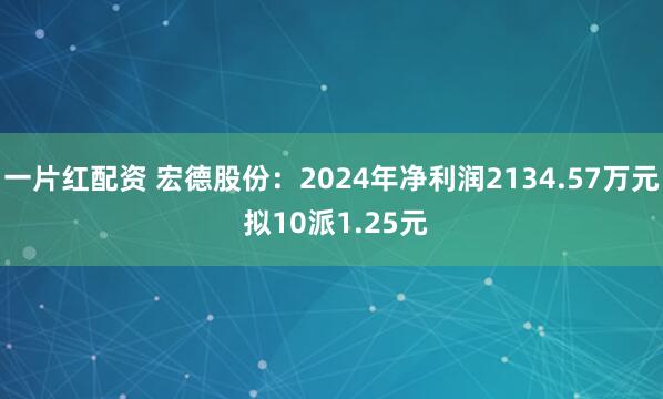 一片红配资 宏德股份：2024年净利润2134.57万元 拟10派1.25元